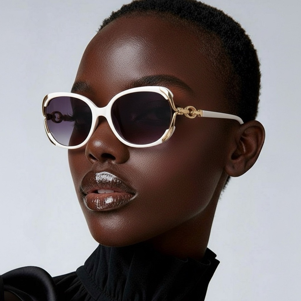 Sophisticated White and Gold Women's Sunglasses